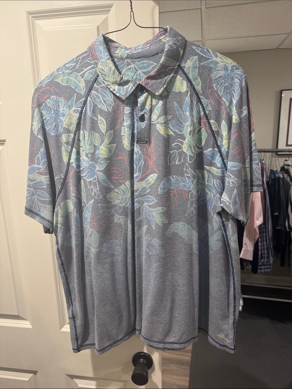 Tommy Bahama Men's Floral Performance Polo - Blue Multi